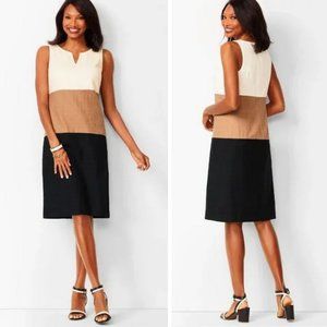 🤎 NEW Talbots Cafe Colorblock Textured Sheath Dress 16